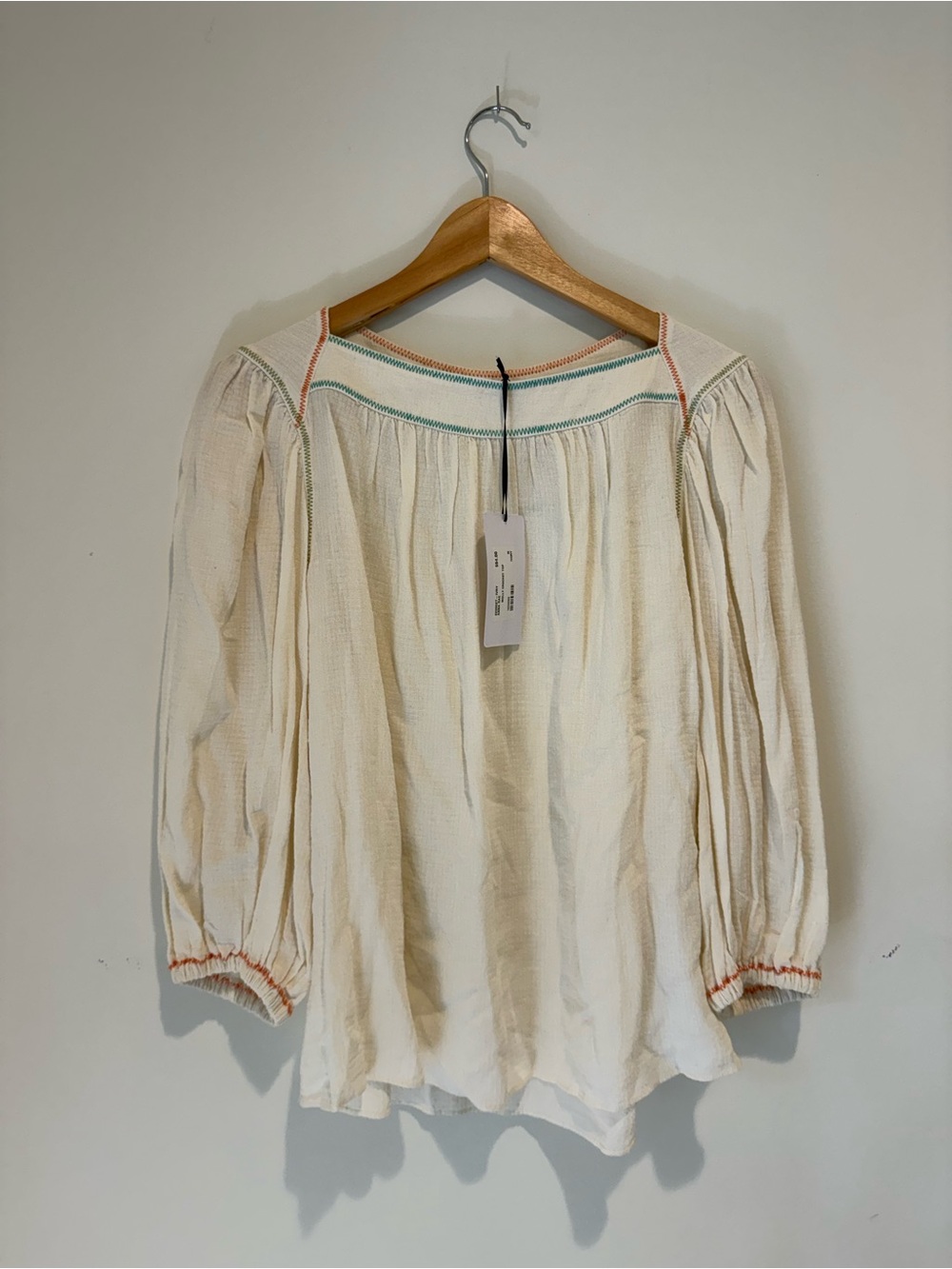 Anna Rae Color Stitched Ivory Shirt